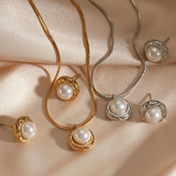 Stainless steel necklace earrings set