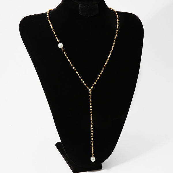 Stainless steel y-shaped fringed necklace