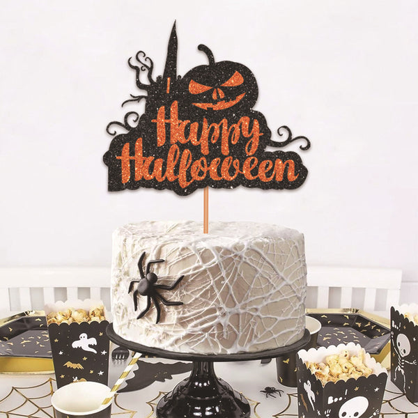 Halloween Flag Pumpkin Haunted House Cake Plug