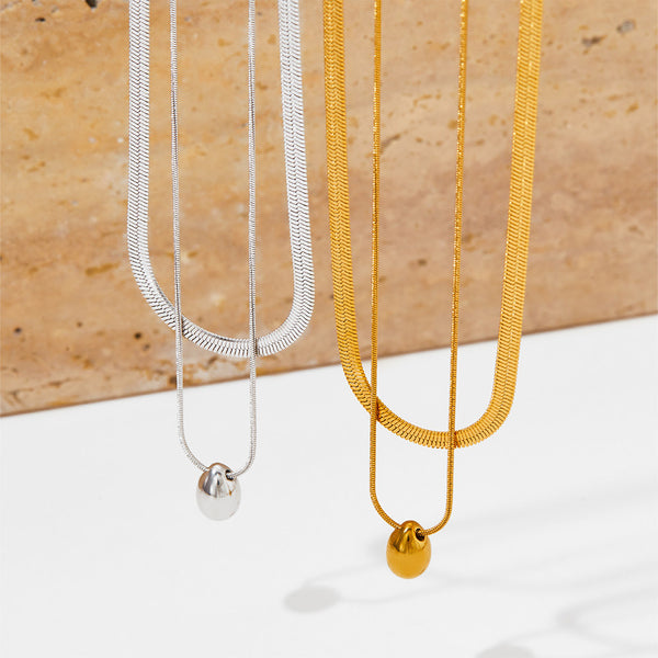 Double water drop pendant necklace