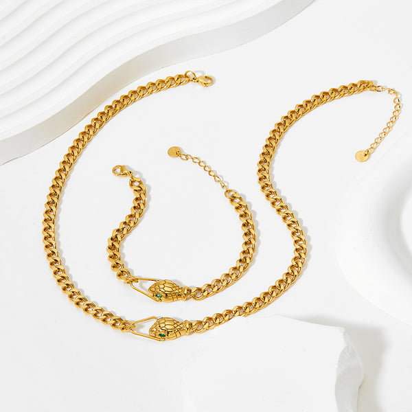 Punk Hip Hop Snake Bracelet Necklace Set