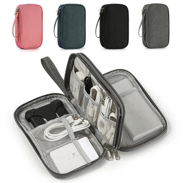 1pc Pink/Grey/Black/Navy Travel Portable Digital Product Storage Bag